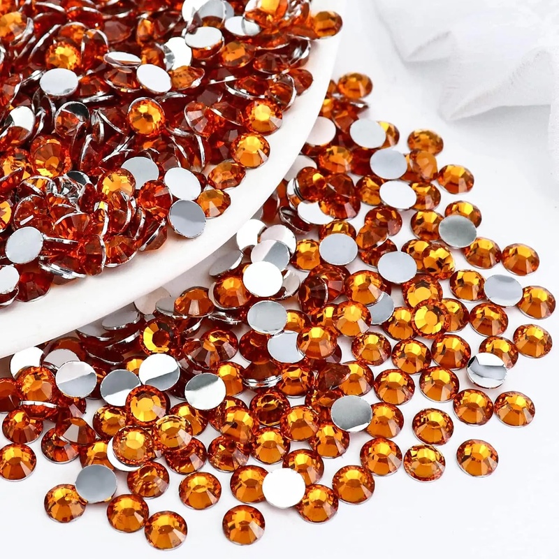Nail Art Orange - Orange-silbrige Flatback-Harz-Strasssteine 2mm 3mm 4mm 5mm