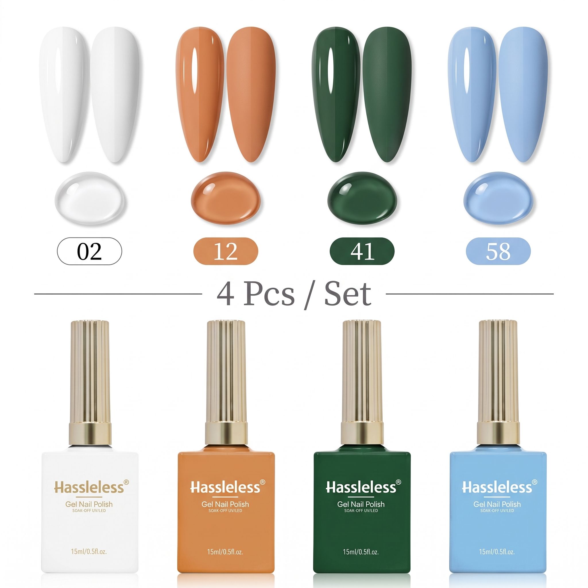 Nail Art Orange - Problemloses 4-teiliges Nagellack-Gel-Set, 15 ml, UV-Nagellack-Gel,