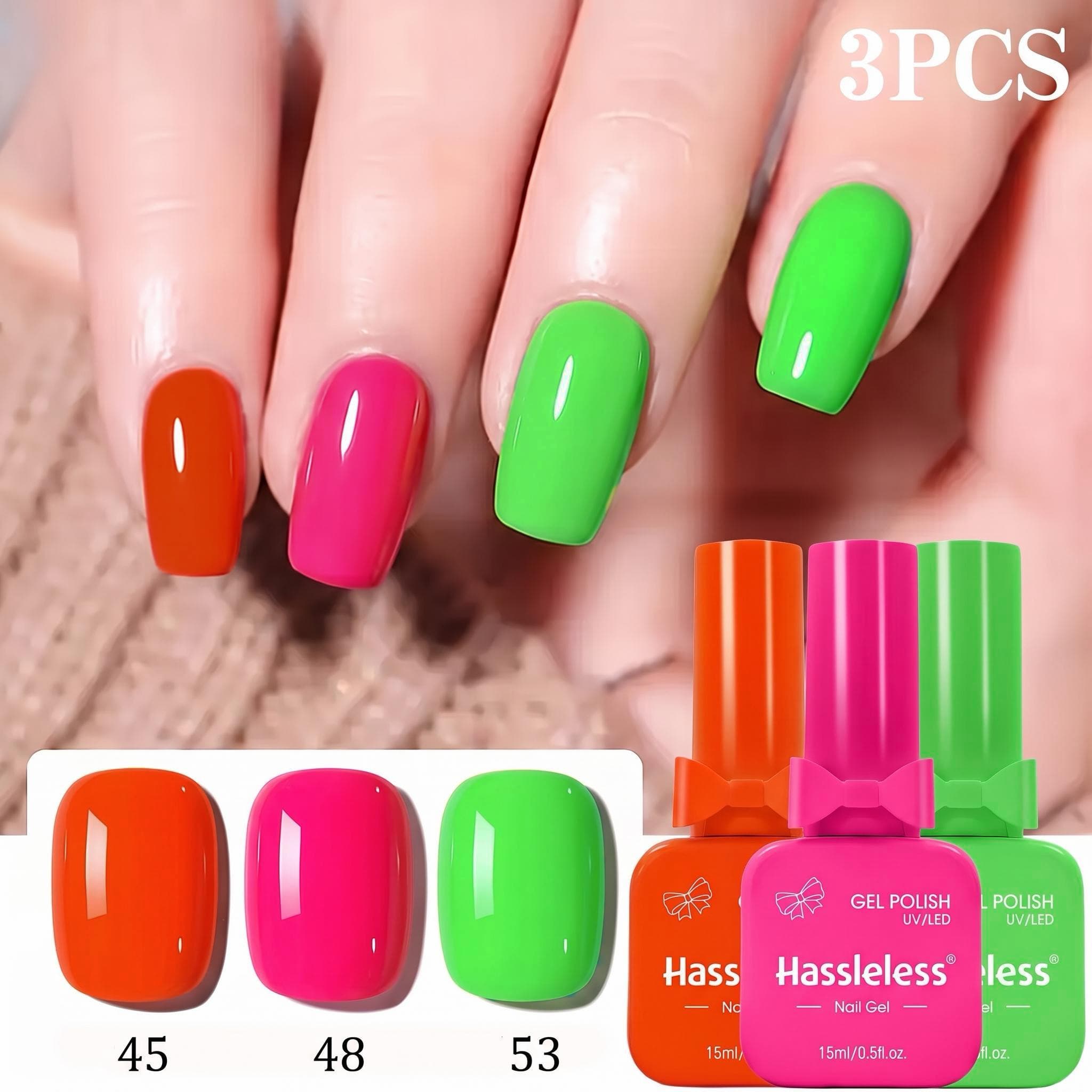 Nail Art Orange - Problemloses 3-teiliges Gel-Nagellack-Set 15ml Fluoreszierender Farbblocker
