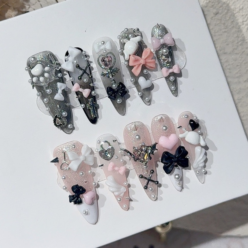 Jirai Y2K Spice Girl Schwarz-R – Nail Art Pink Bewertung und Preis