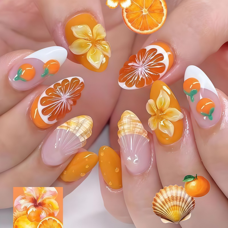 2026 Neu 30 Stück 3D Frucht-Or – Nail Art Orange Bewertung und Preis